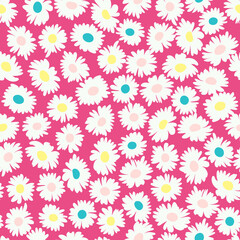 Seamless ditsy pattern in small cute wild flowers of daisy. Delicate bouquets. Liberty style millefleurs. Floral background for textile, wallpaper, pattern fills, covers, surface, print, wrap