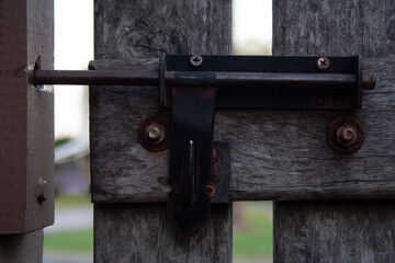 House wooden fence gate closed
