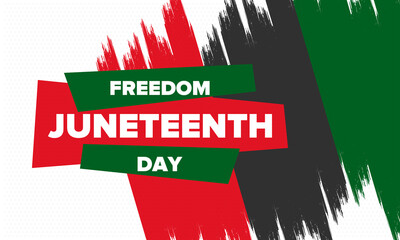 Juneteenth Independence Day. Freedom or Emancipation day. Annual american holiday, celebrated in June 19. African-American history and heritage. Poster, greeting card, banner and background. Vector