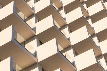 Abstract blocks background, geometric pattern of balconies with light and shadows