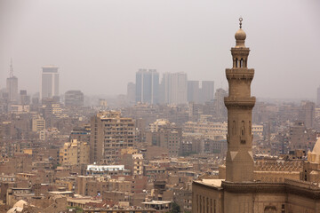Fototapeta na wymiar Minaret of El Sultan Hassan Mosque, Cairo