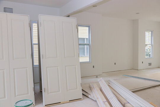 A New Home Interior Wooden Stacker Doors A Wait Installation