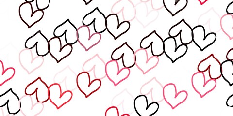 Light Pink, Red vector template with doodle hearts.