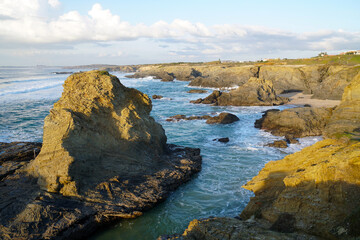 rocky cliff at typical beach at the west coast of Alentejo near Porto Covo