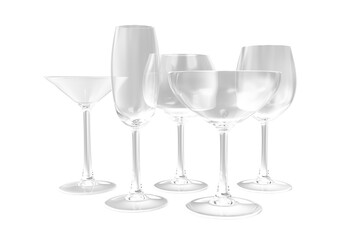 Set of Drinking Glasses on a white background