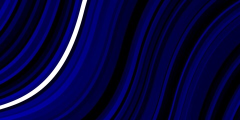 Dark BLUE vector template with wry lines. Colorful geometric sample with gradient curves.  Pattern for websites, landing pages.