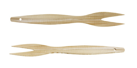 Obraz premium Set of Wooden Kitchen Fork isolated on white background