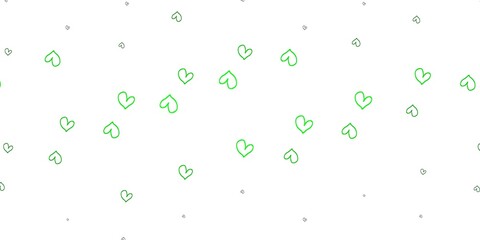 Light Green, Yellow vector background with hearts.