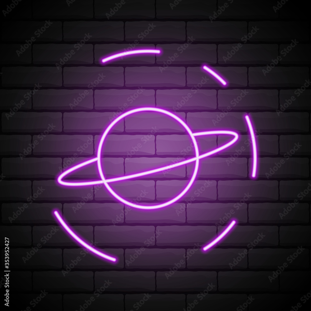 Poster planet saturn icon. elements of web in neon style icons. simple icon for websites, web design, mobil