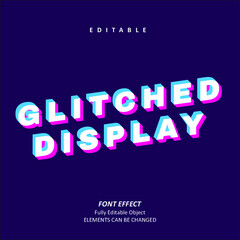 Glitch Display Text Effect Editable Premium Vector