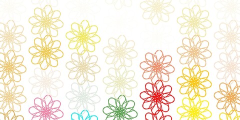Light Multicolor vector doodle template with flowers.