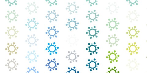 Light Blue, Yellow vector backdrop with virus symbols.