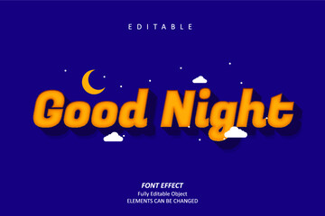 Good NIght Text Effect Editable Premium Vector