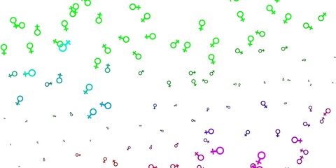 Light Multicolor vector texture with women's rights symbols.