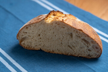 Freshly baked homemade loaf of sourdough bread