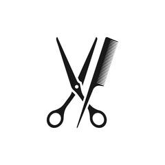 Scissor with comb icon vector illustration - obrazy, fototapety, plakaty