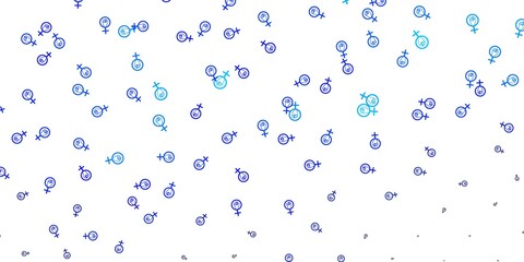 Fototapeta na wymiar Light BLUE vector background with woman symbols.