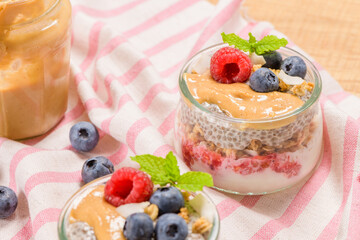 Chia pudding with oat and berries