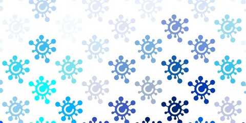 Light BLUE vector background with covid-19 symbols.