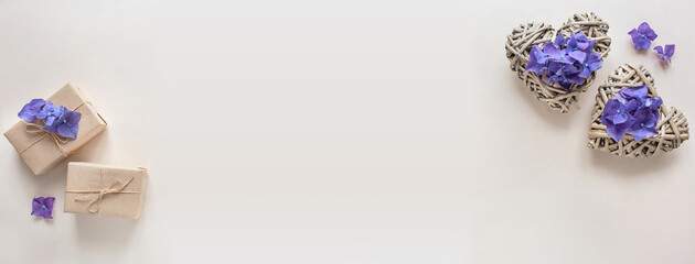 Blue hydrangea flowers composition