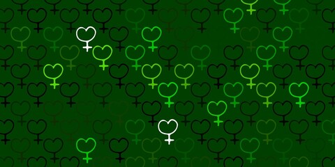 Light Green vector pattern with feminism elements.