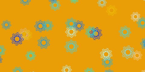 Light Blue, Yellow vector backdrop with chaotic shapes.