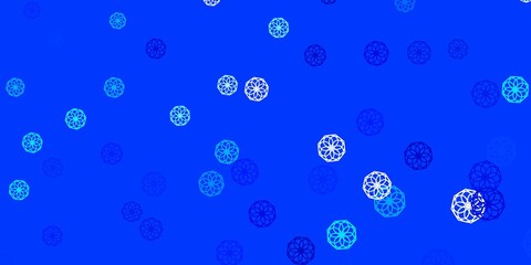 Light BLUE vector doodle background with flowers.