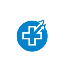 Obraz premium cross medical arrow icon logo vector illustration design