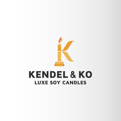 Candle letter K logo design