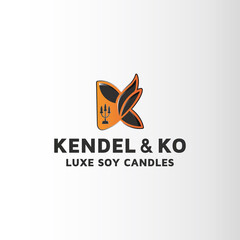 Candle letter K modern logo design