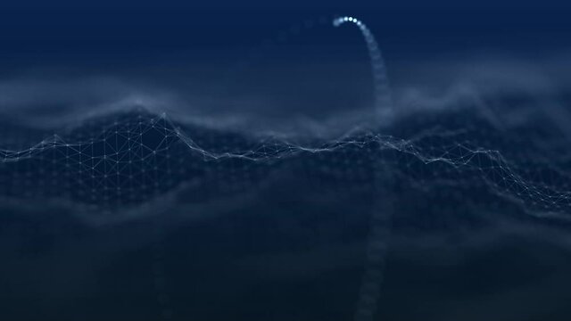 Blue digital abstract plexus wave background moving