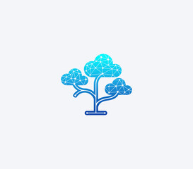 cloud and tree logo design element