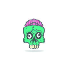 skull and zombie brain illustration logo vector