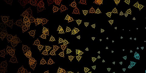 Dark Blue, Yellow vector template with esoteric signs.