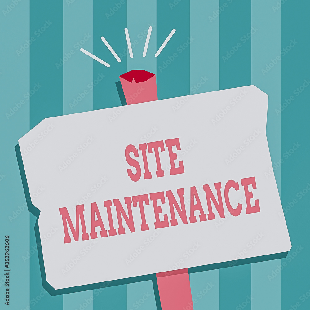 Fototapete Word writing text Site Maintenance. Business photo showcasing Monitoring and regularly checking your website for issues Blank Old Weathered Signpost Geometrical Shape Halftone with One stand