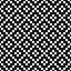 Seamless black and white vintage pixel textile ethnic pattern vector