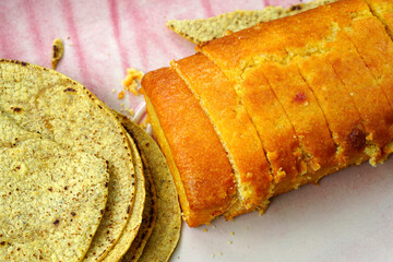 Loaf of sliced vegan corn bread
