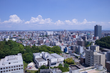 宇都宮市　栃木県庁から見た街並み（JR宇都宮駅方向）