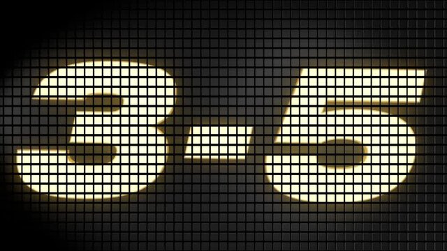 Digital scoreboard with 3 � 5 score text footage.