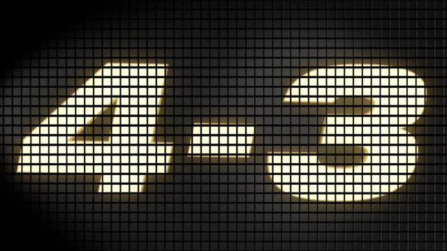Digital scoreboard with 4 � 3 score text footage.