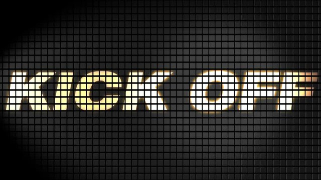 Digital scoreboard with kickoff text footage.