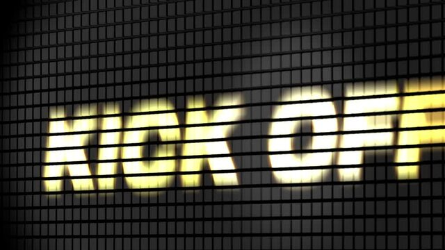 Digital scoreboard with kickoff text footage.