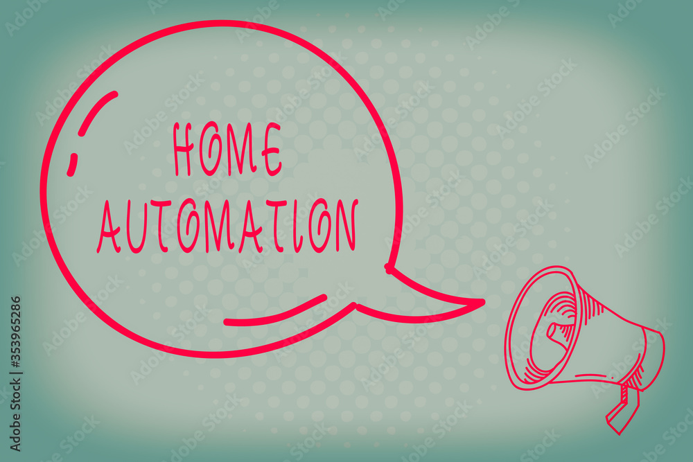 Poster writing note showing home automation. business concept for monitoring the electrical activity of the