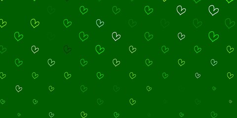 Light Green, Yellow vector background with Shining hearts.