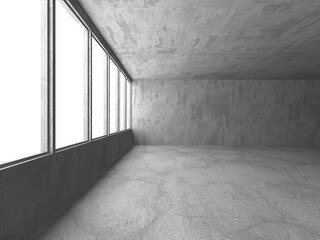 Dark Concrete Wall Architecture. Empty Room