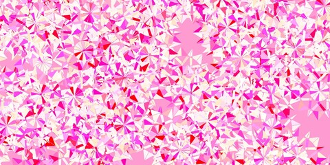 Obraz premium Light Pink vector background with christmas snowflakes.