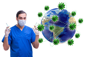 Coronavirus covid-19 pandemic concept with doctor