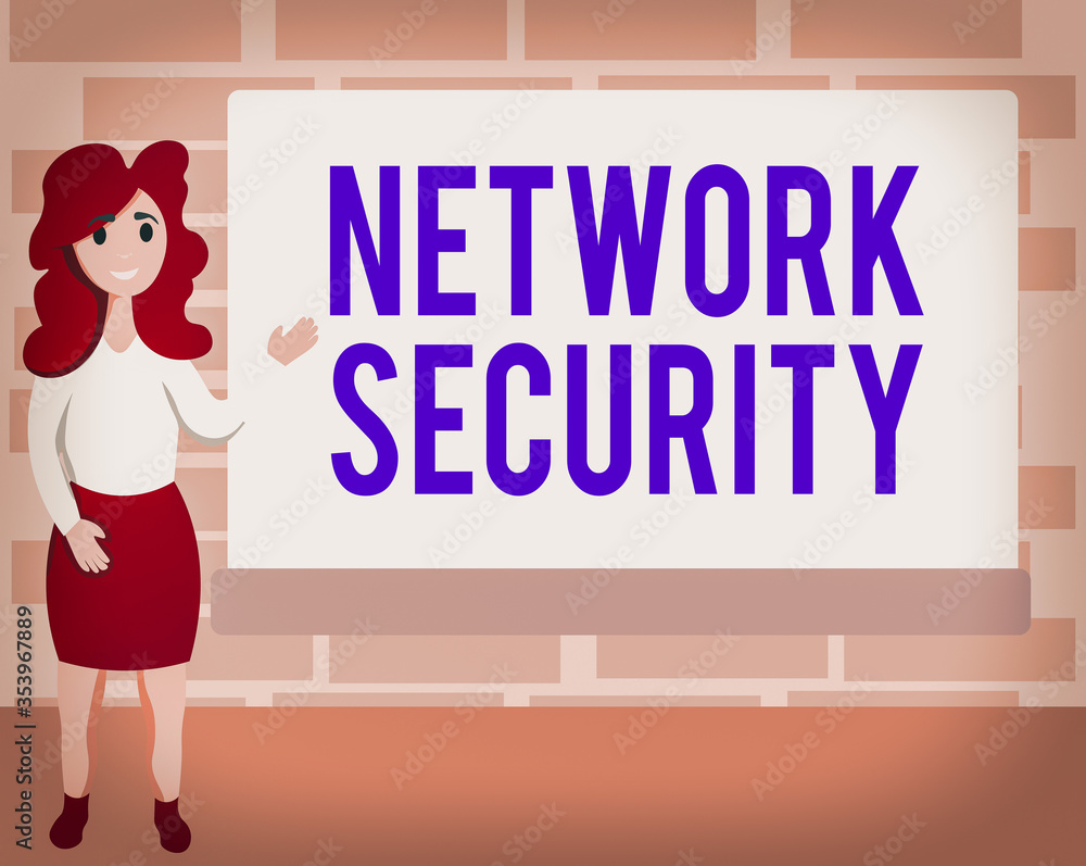 Poster word writing text network security. business photo showcasing practice of securing a computer web fr