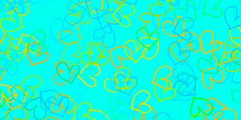 Light Blue, Yellow vector texture with lovely hearts.