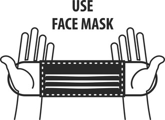 Signature Use face mask. Individual protection means. Medical face mask to prevent viruses, coronavirus. Health, cleanliness and body care. Vector illustration flat infographics.